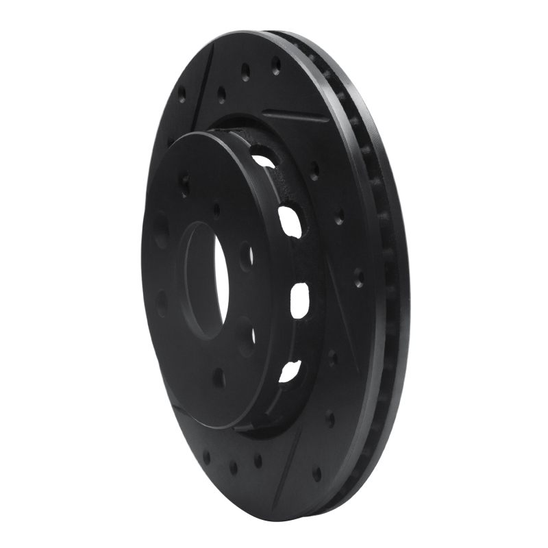 Kia Sephia Brake Rotor (1) - Front Left - R1 Concepts - Drilled & Slotted - Black - `94-`00